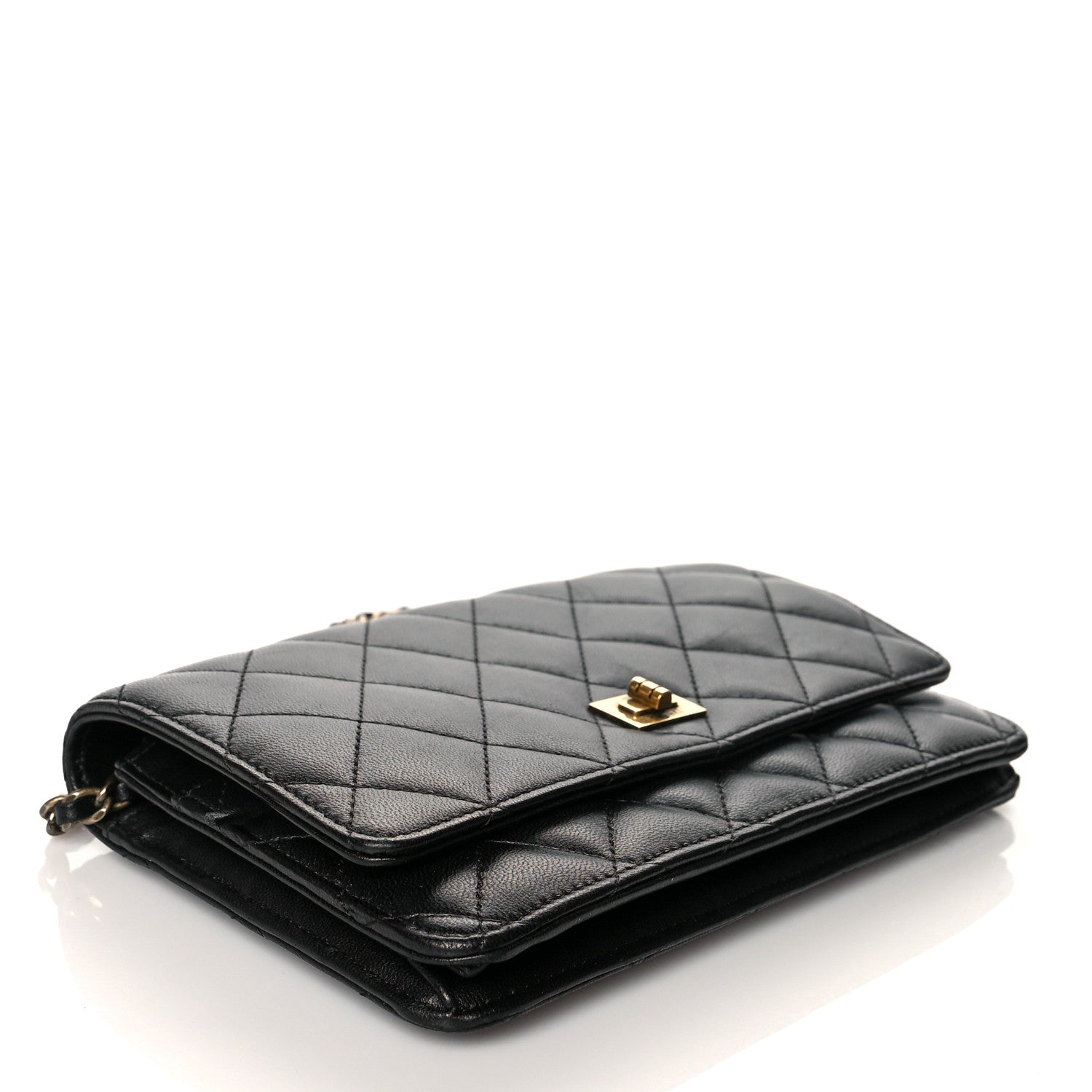 Chanel Lambskin Quilted Reissue Wallet On Chain WOC Black 4 of 8