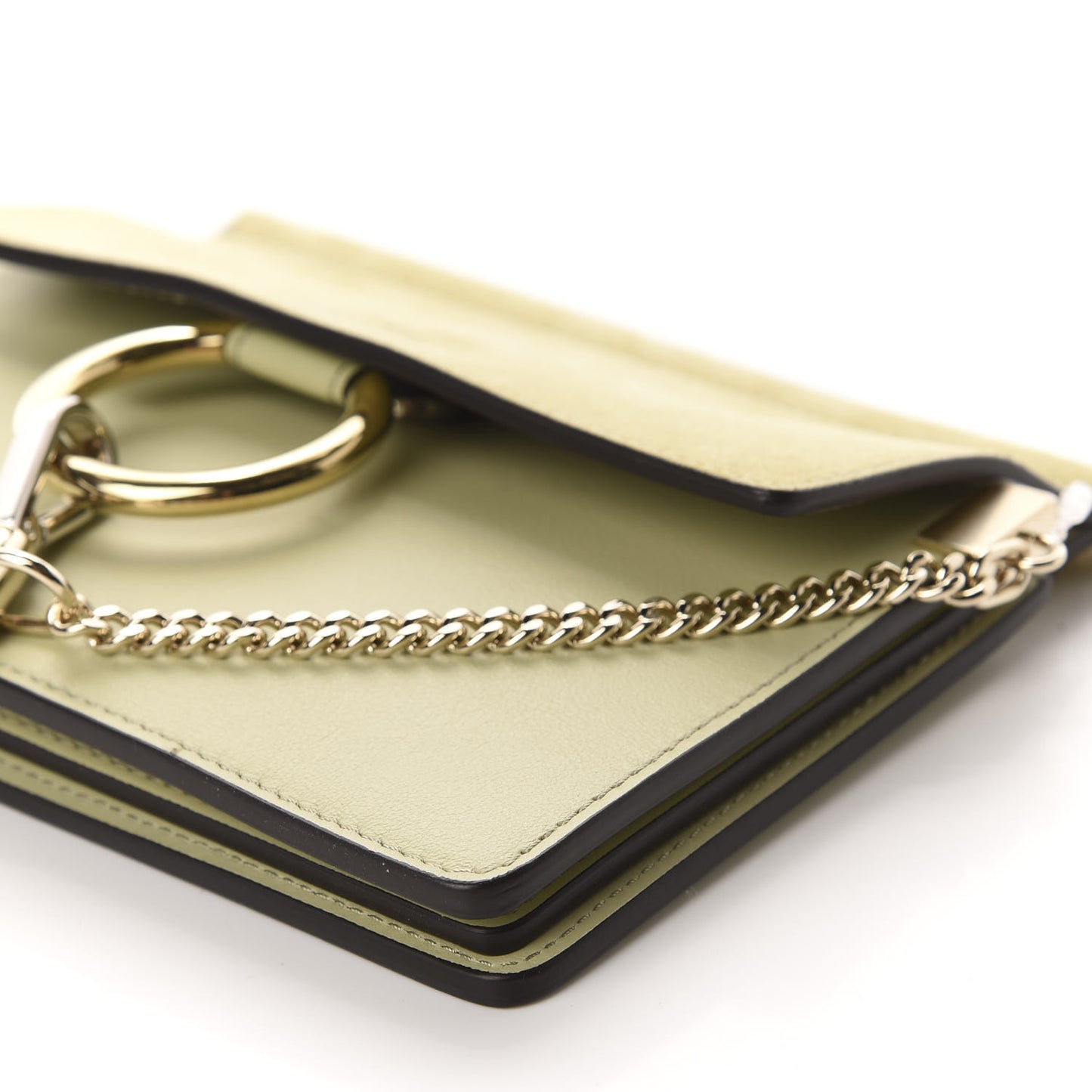 Calfskin Suede Mini Chain Faye Shoulder Bag Light Eucalyptus