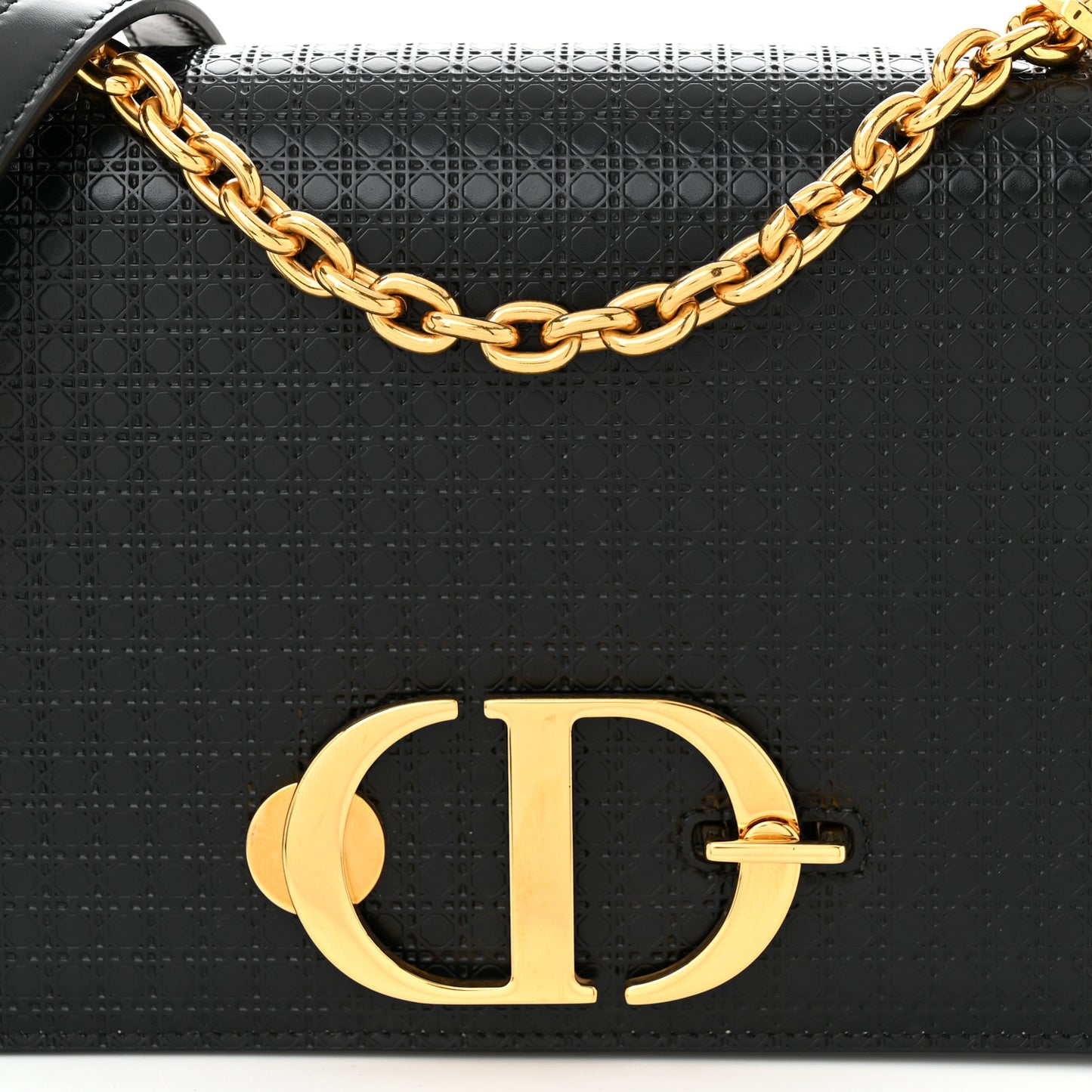 Patent Micro-Cannage 30 Montaigne Chain Flap Bag Black