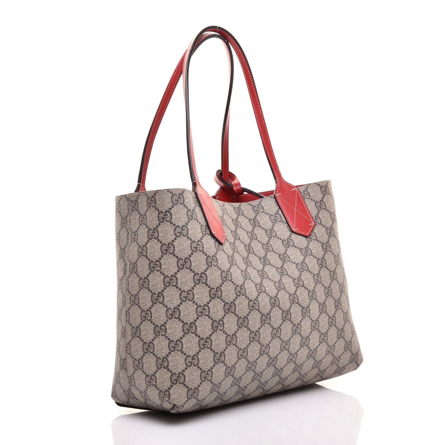 Gucci GG Supreme Monogram Small Reversible Tote Beige Red 4 of 16