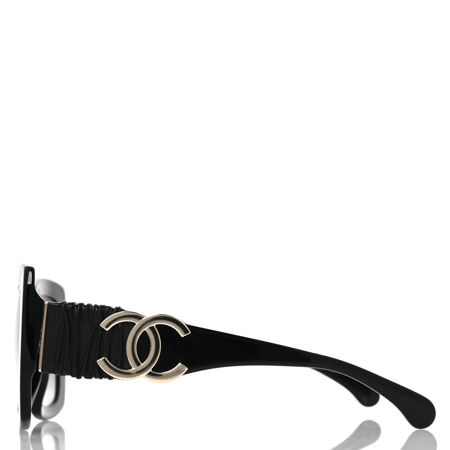Acetate Calfskin Square Sunglasses 5474-Q-A Black