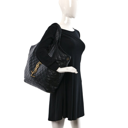 Saint Laurent Lambskin Quilted Maxi Icare Shopping Tote Black 3 of 9