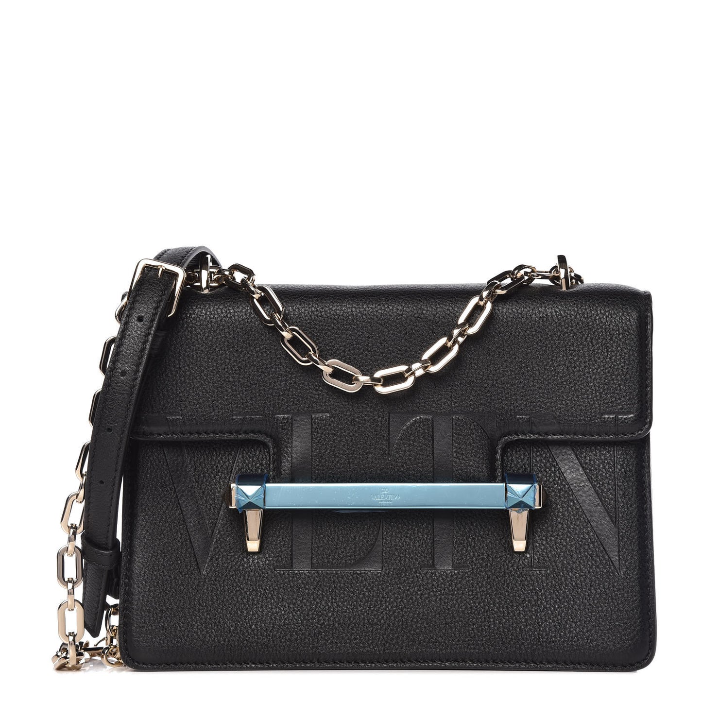 Grainy Calfskin Medium VLTN Uptown Shoulder Bag Black