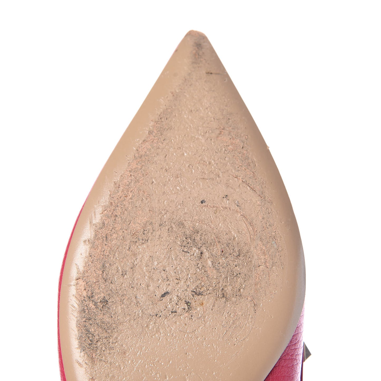Pebbled Calfskin Rockstud Ballerina Flats 38 Deep Fuxia