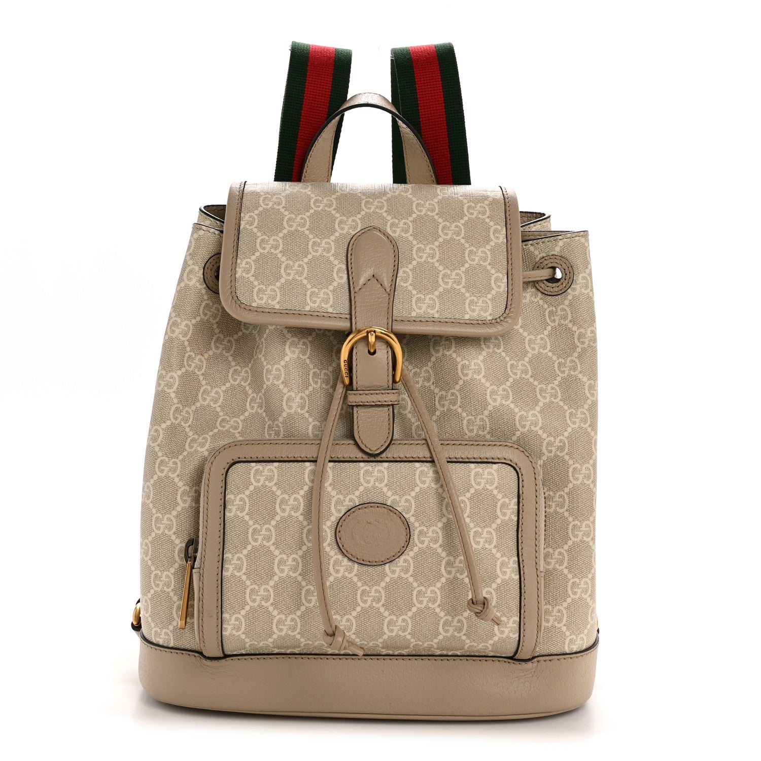 Gucci GG Supreme Monogram Azalea Calfskin Retro Interlocking G Buckle Backpack Beige Mystic White 1 of 14