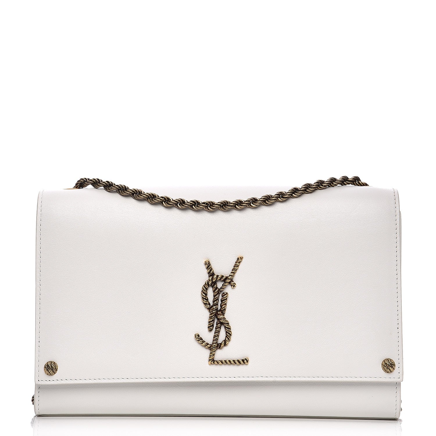 Saint Laurent Smooth Calfskin Medium Braided Monogram Kate Satchel Blanc Craie 1 of 11
