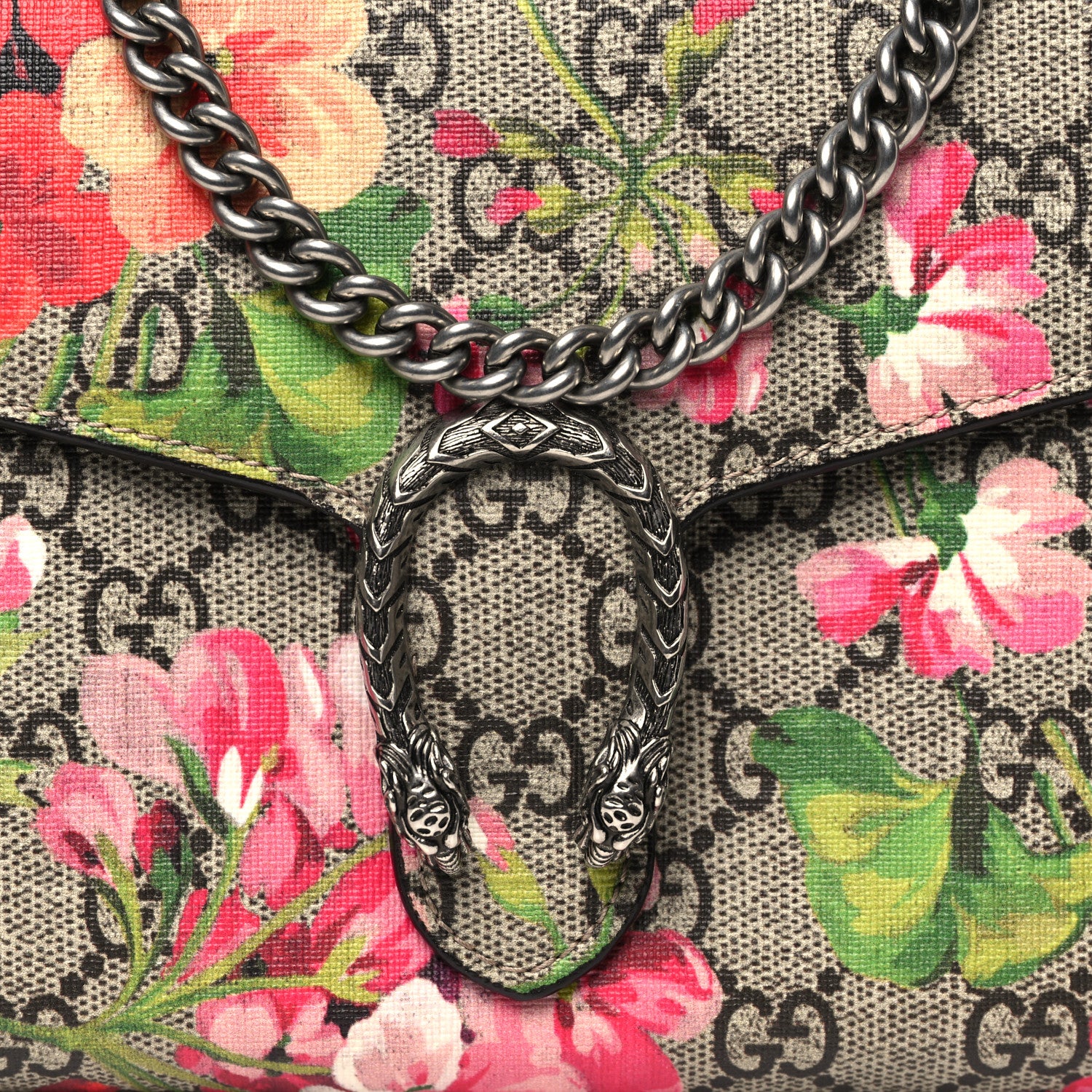 Gucci GG Supreme Monogram Blooms Mini Dionysus Chain Wallet Beige Multicolor Dry Rose 8 of 11