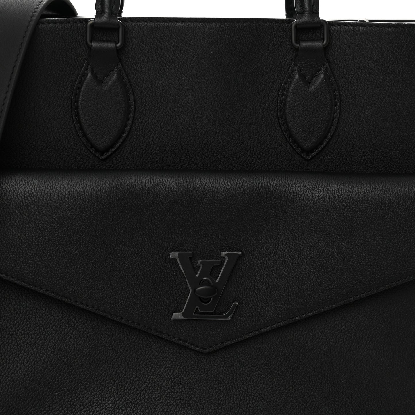 Soft Calfskin Lockme Tote MM Black