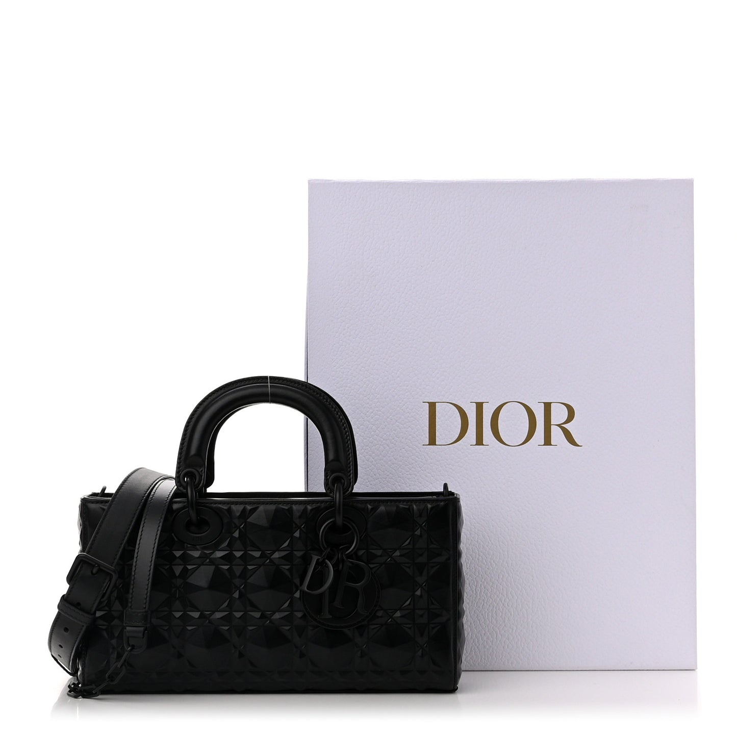 Calfskin Cannage Diamond Medium Lady D-Joy Black