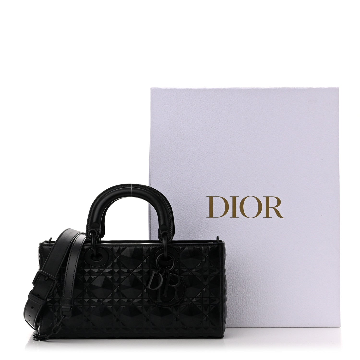 Christian Dior Calfskin Cannage Diamond Medium Lady D-Joy Black 10 of 10