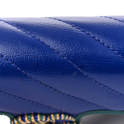 Gucci Azalea Calfskin Enamel Matelasse Diagonal Super Mini Torchon GG Marmont Shoulder Bag Imperial Blue Pavone 12 of 12