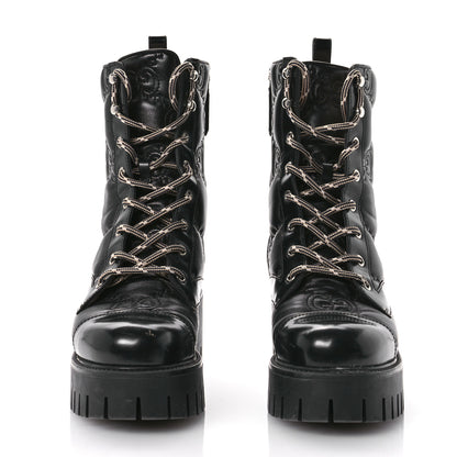 Gucci Cordovan Lux Nappa GG Matelasse Lace Up 60mm Combat Boots 38.5 Black 2 of 10