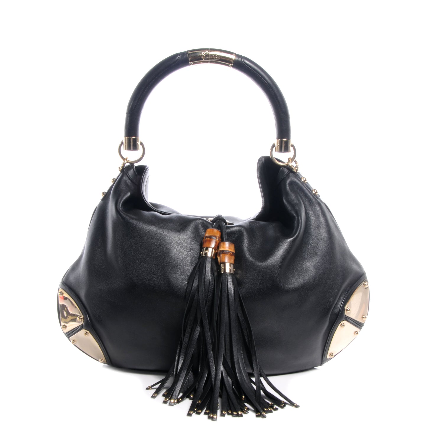 Leather Large Indy Top Handle Bag Black