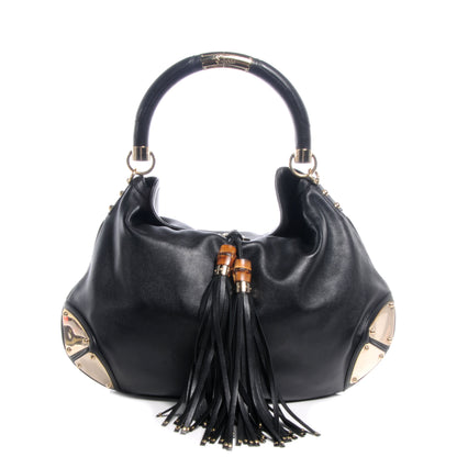 Gucci Leather Large Indy Top Handle Bag Black 1 of 8