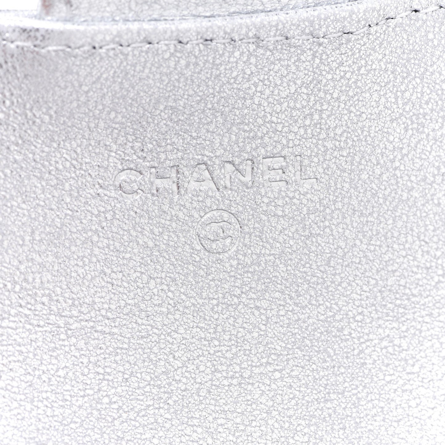 Metallic Lambskin Quilted Flap Card Holder Wallet Silver