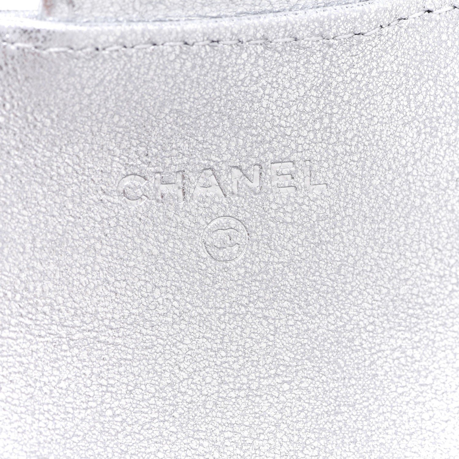 Chanel Metallic Lambskin Quilted Flap Card Holder Wallet Silver 6 of 9