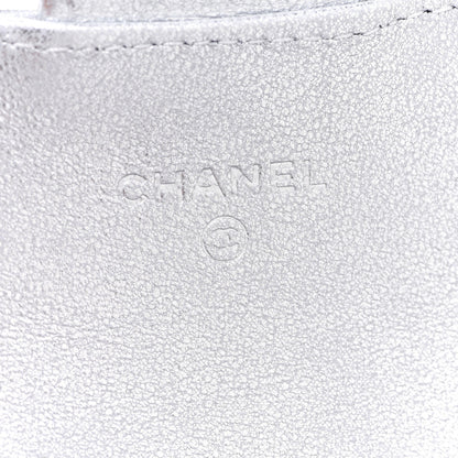 Chanel Metallic Lambskin Quilted Flap Card Holder Wallet Silver 6 of 9
