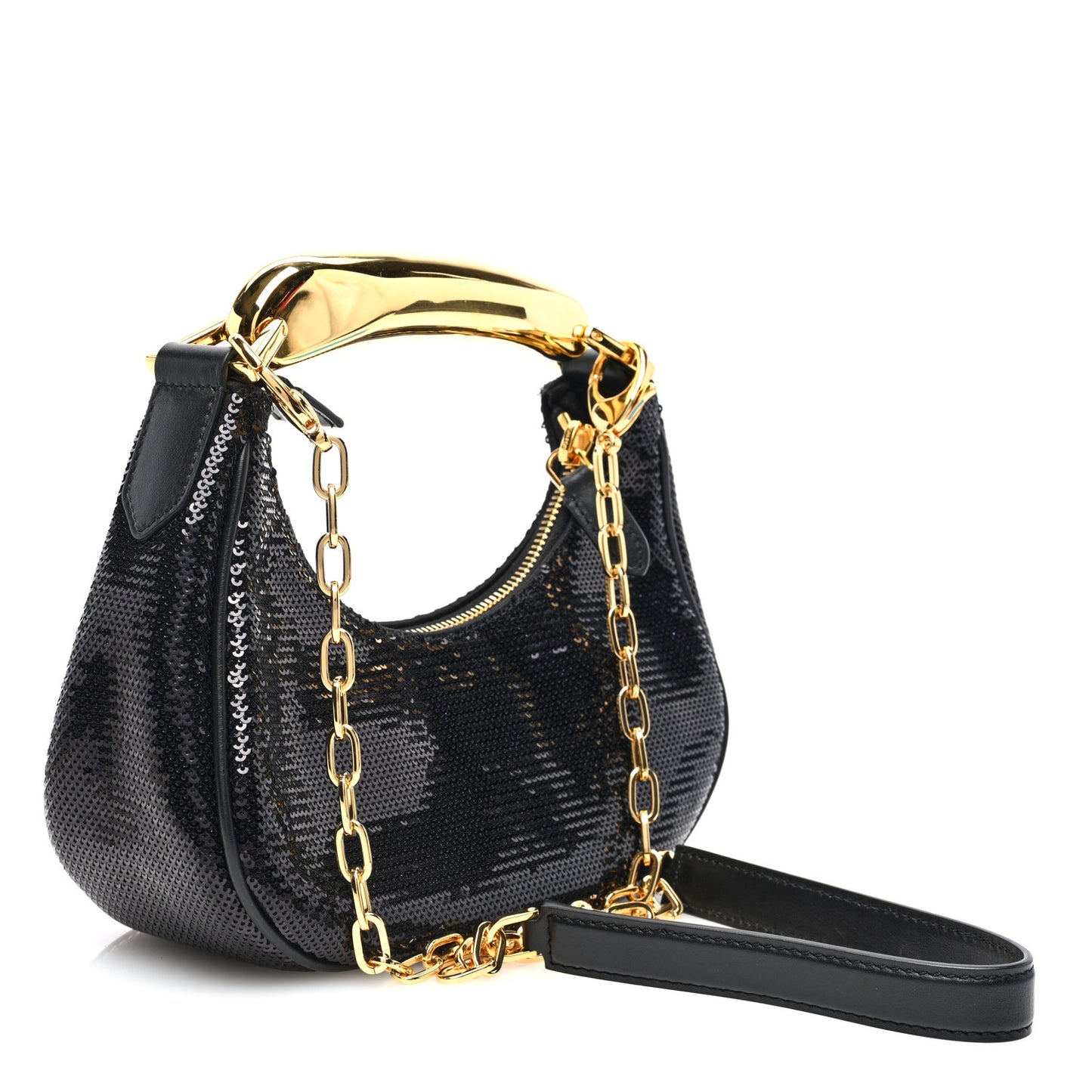 Sequin Embellished Mini Bianca Hobo Black