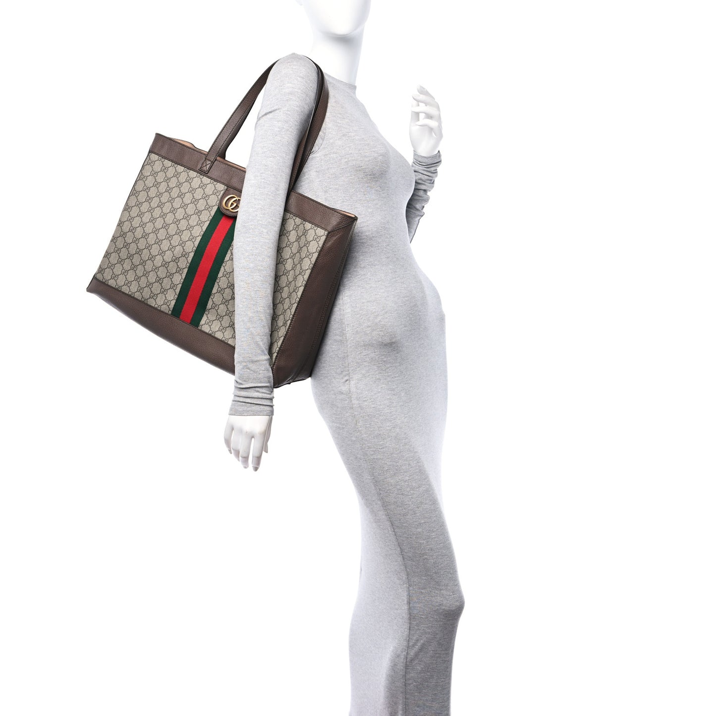 GG Supreme Monogram Web Ophidia Tote Brown