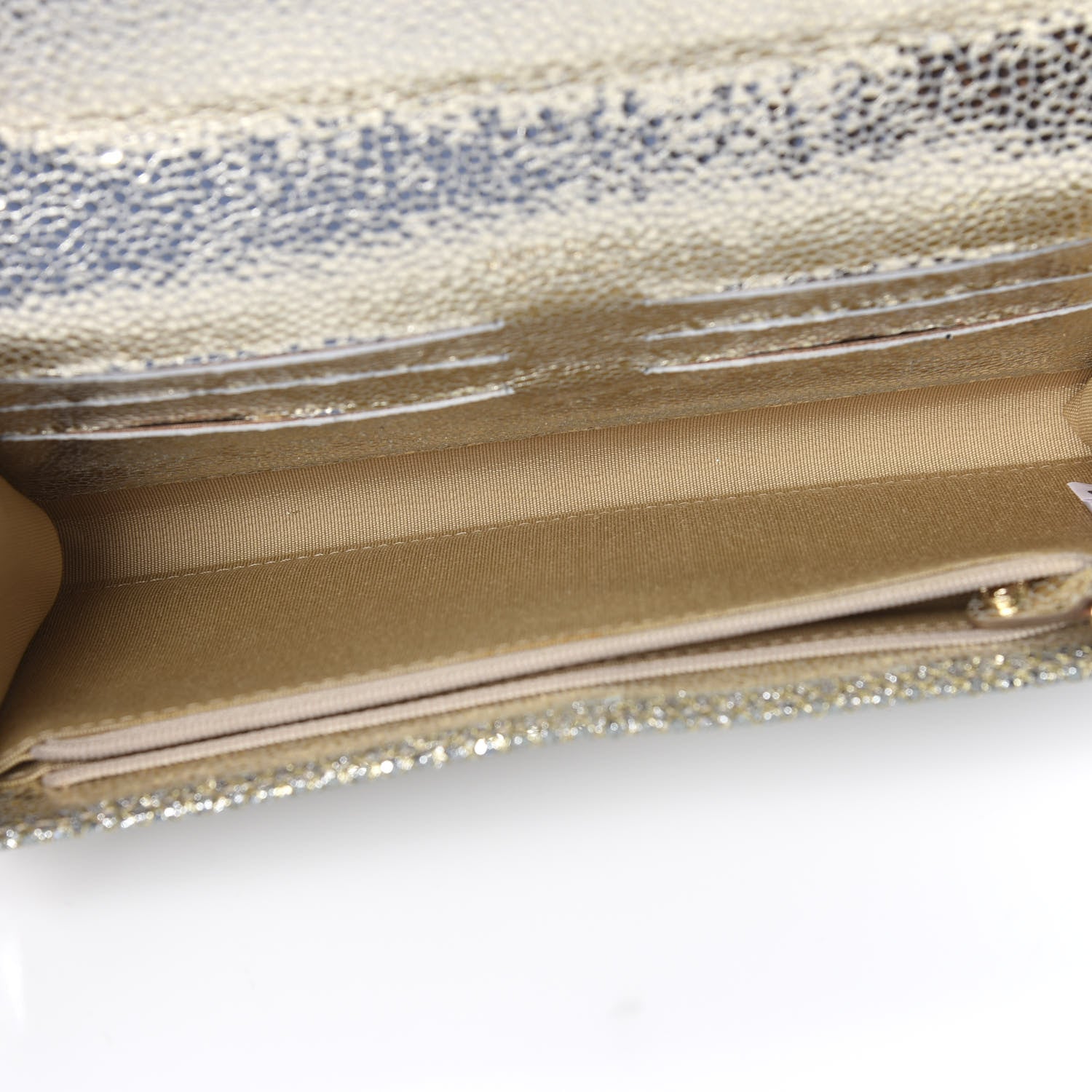 Jimmy Choo Glitter Fabric Large Riane Clutch Champagne 4 of 8