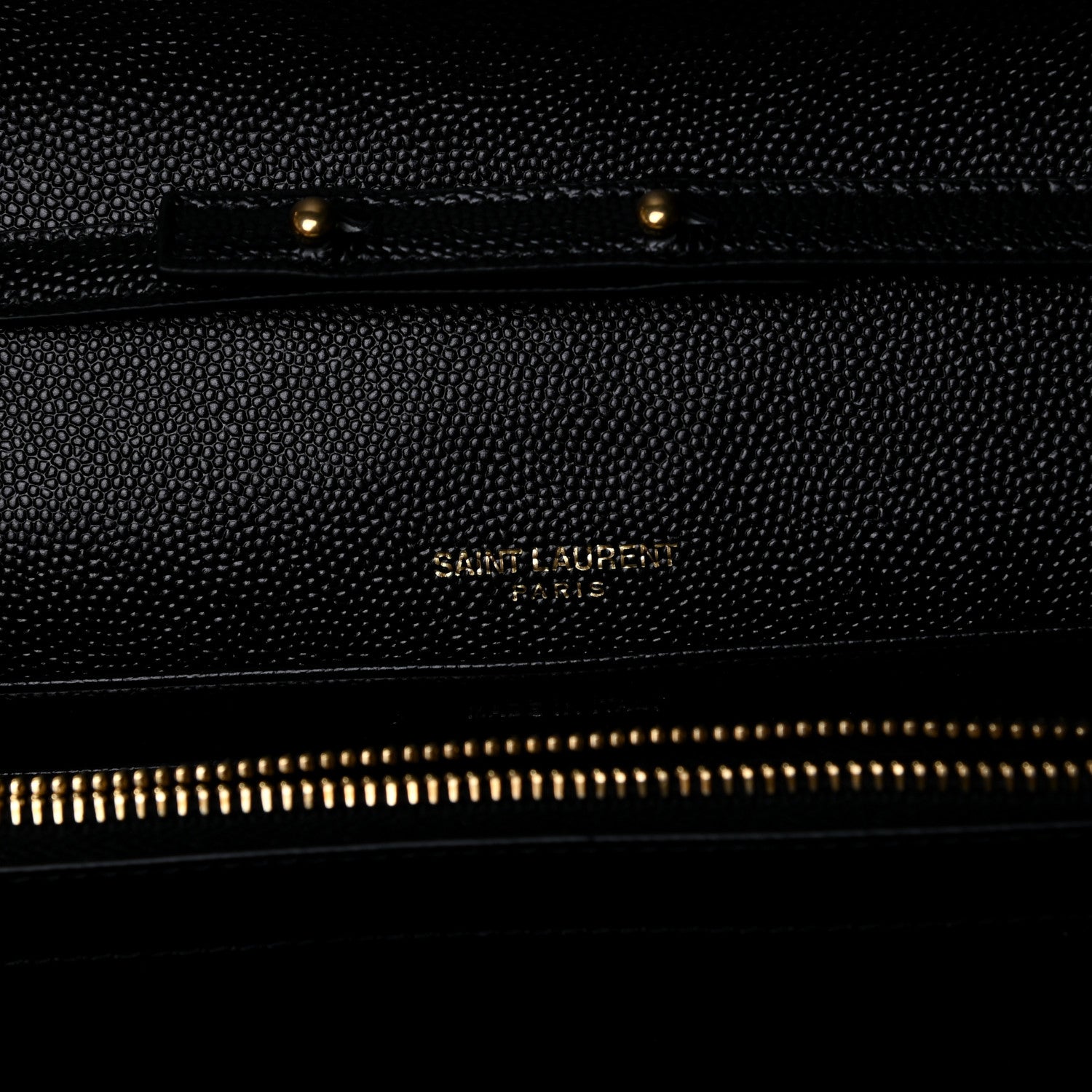 Saint Laurent Grain De Poudre Matelasse Chevron Monogram Chain Wallet Black 9 of 11