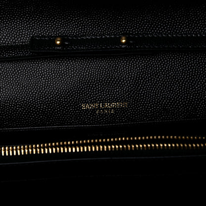 Saint Laurent Grain De Poudre Matelasse Chevron Monogram Chain Wallet Black 9 of 11