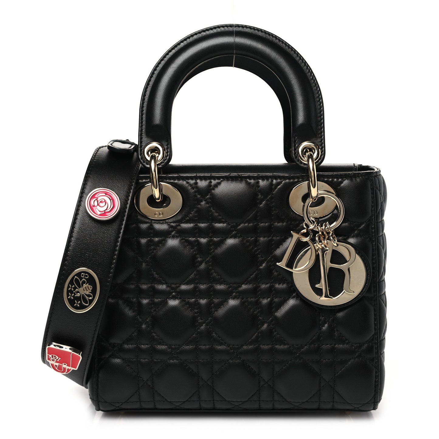 Lambskin Cannage Small Lucky Badges My Lady Dior Black