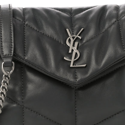 Saint Laurent Lambskin Quilted Toy Loulou Puffer Monogram Chain Satchel Storm 8 of 10