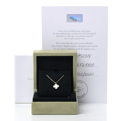 Van Cleef & Arpels 18K Yellow Gold Mother of Pearl Sweet Alhambra Pendant Necklace 5 of 5