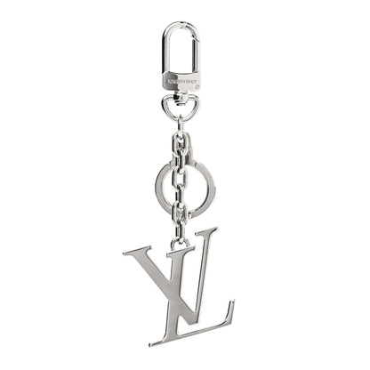 Louis Vuitton Metal Palladiium Finish LV Initiales Bag Charm Key Holder Silver 1 of 4