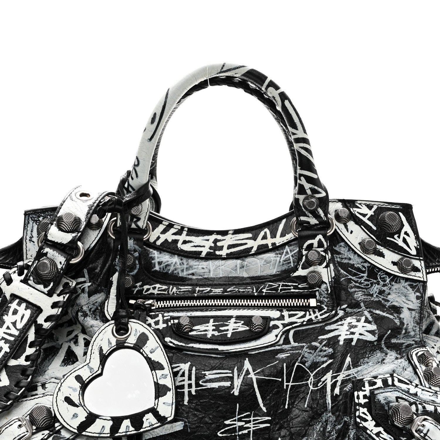 Balenciaga Agneau Arena Graffiti Neo Cagole City Handbag Black