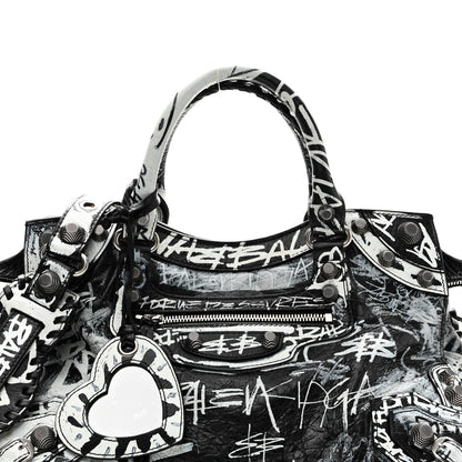Balenciaga Agneau Arena Graffiti Neo Cagole City Handbag Black White 8 of 10