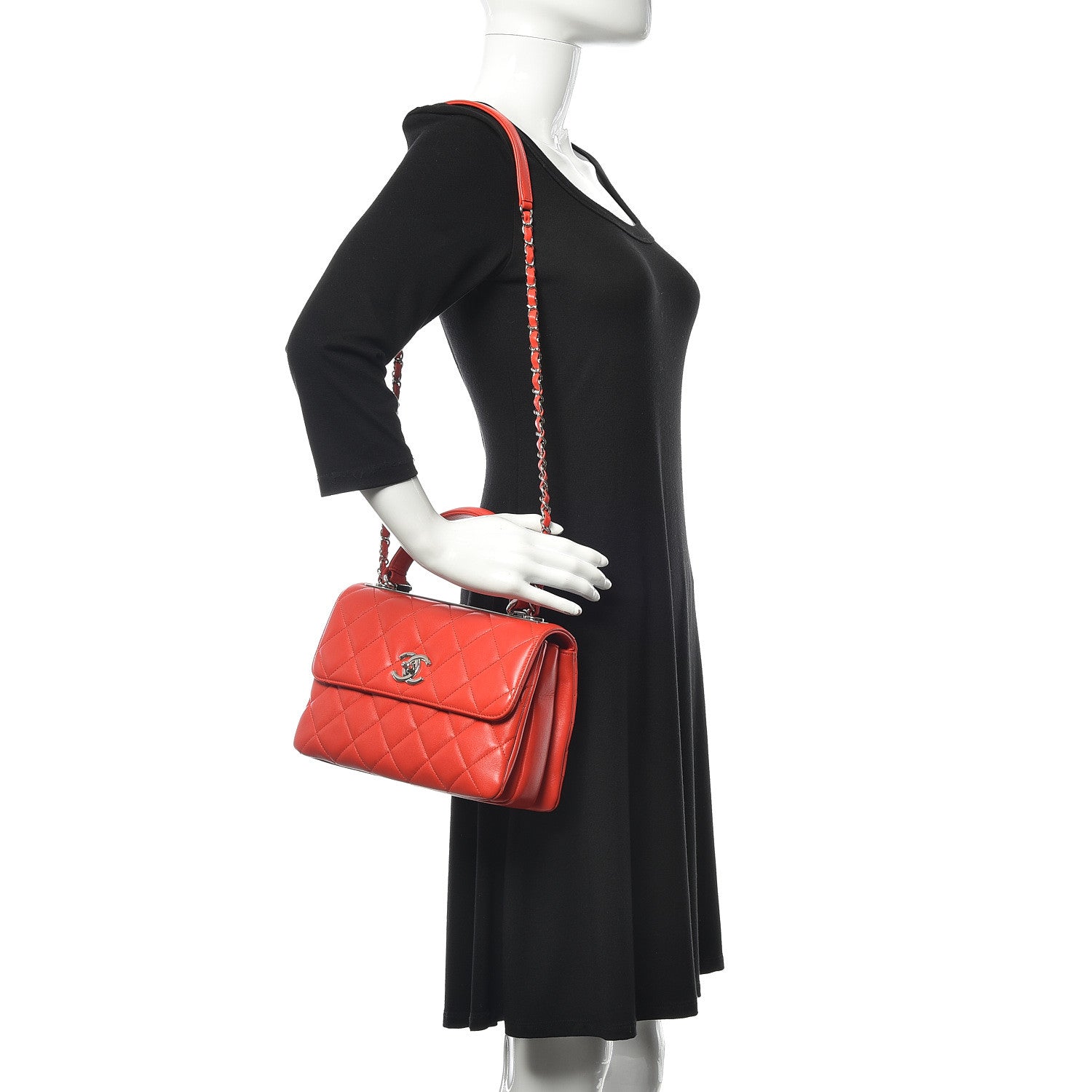 Chanel Lambskin Quilted Small Trendy CC Flap Dual Handle Bag Red 2 of 10