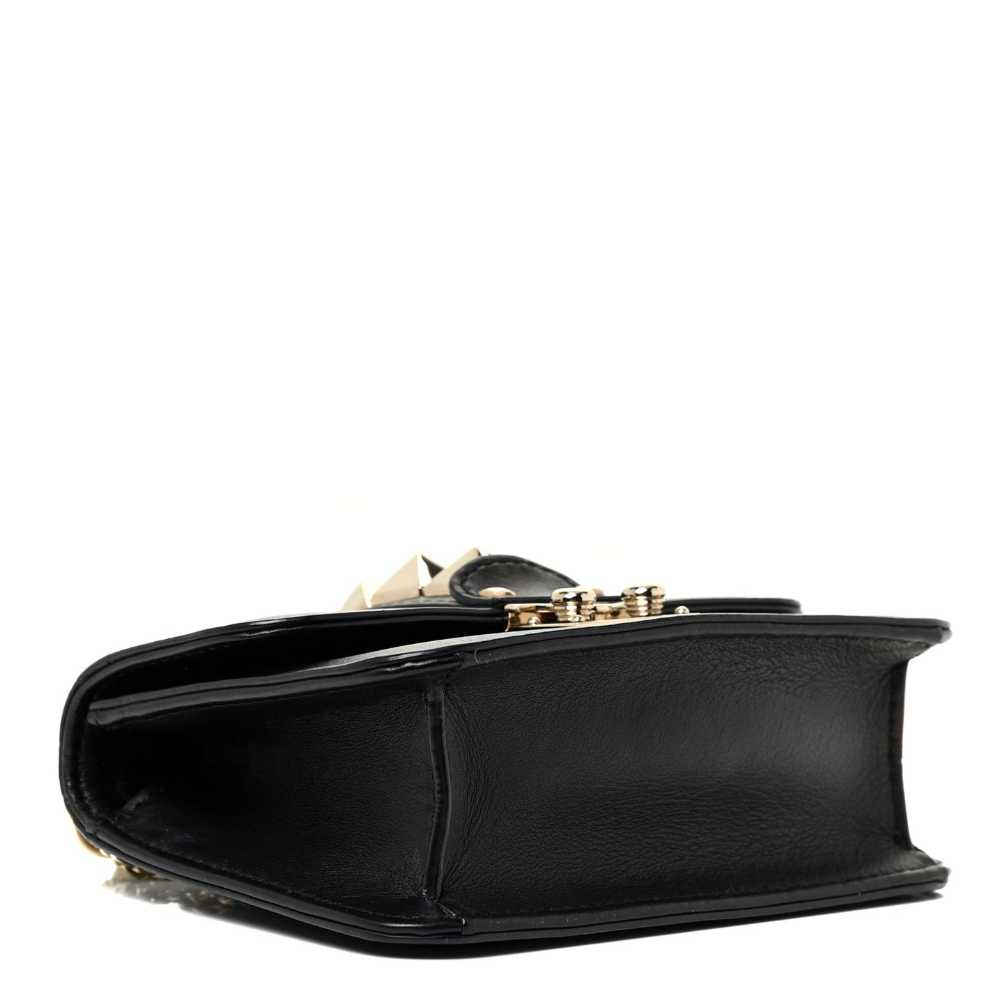 Vitello Mini Glam Lock Rockstud Flap Black