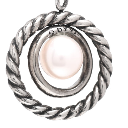 David Yurman Sterling Silver Diamond Pearl Mobile Circle Earrings 4 of 4