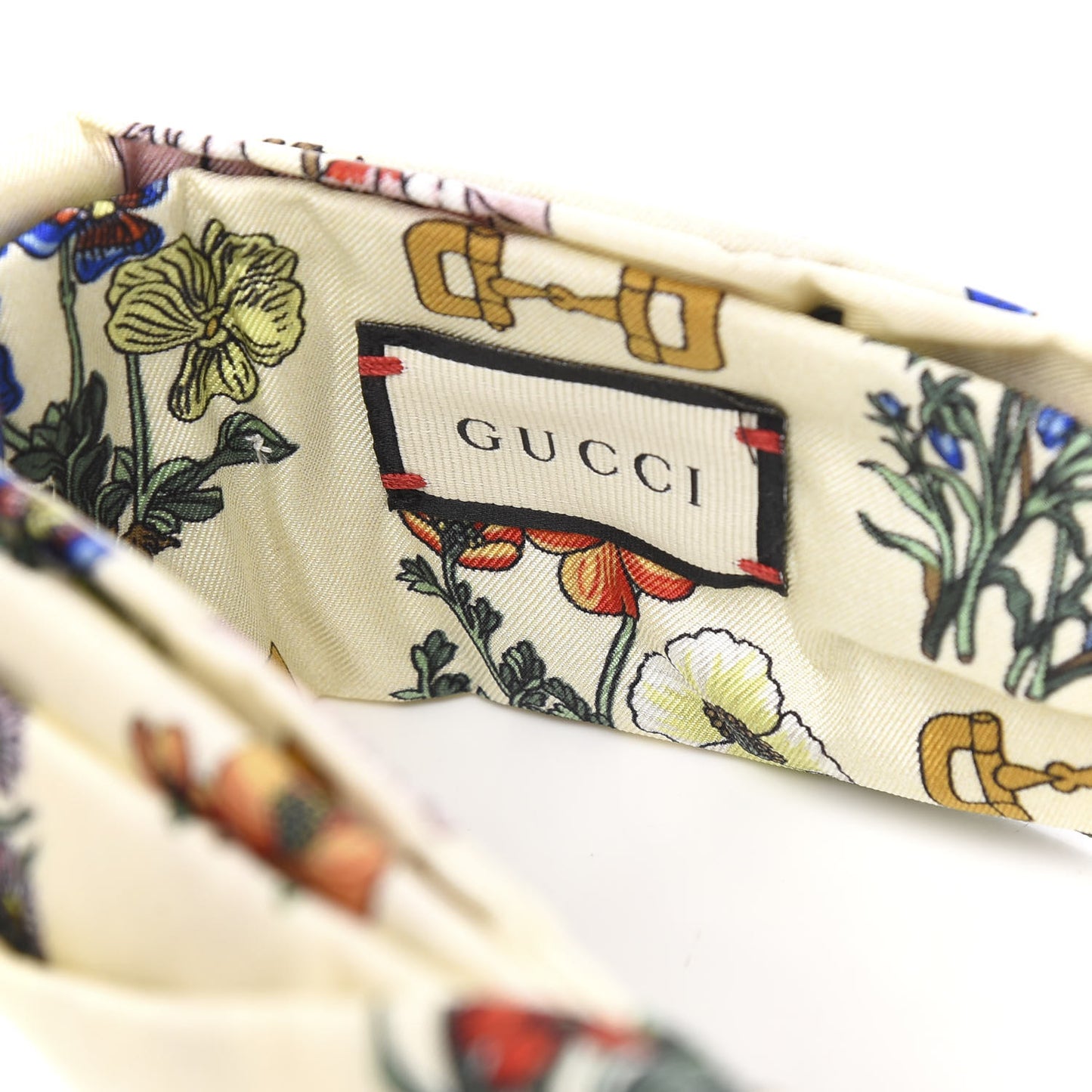 Silk Floral Stirrup Print Headband Natural