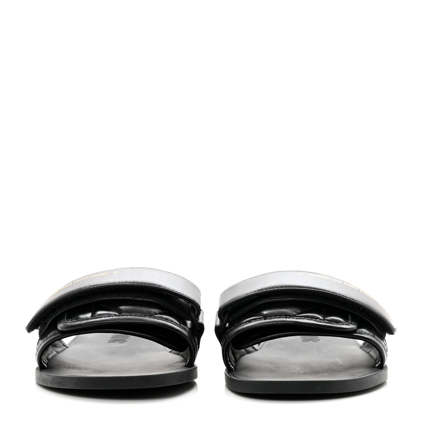 Calfskin Cannage Dio(r)evolution Slide Sandals 37 Black