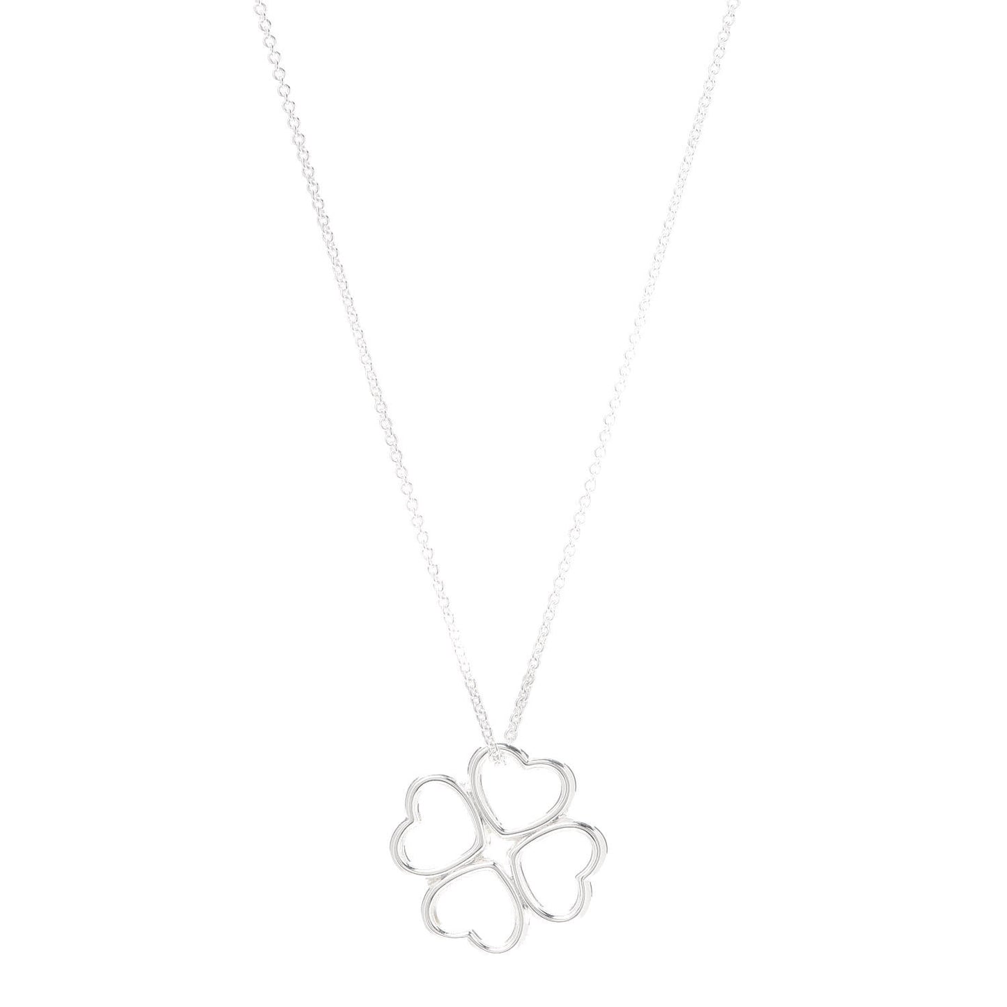 Sterling Silver Four Hearts Clover Pendant Necklace
