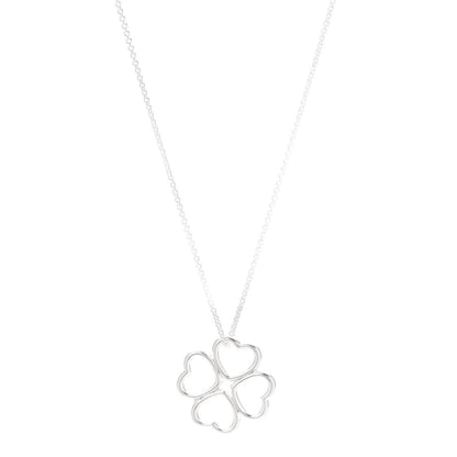 Tiffany Sterling Silver Four Hearts Clover Pendant Necklace 1 of 5