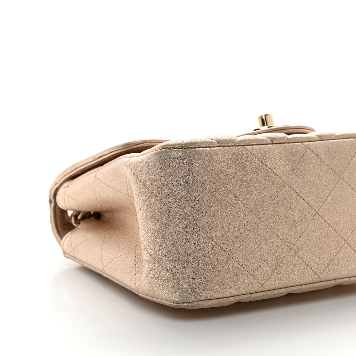 Metallic Lambskin Quilted Mini Square Flap