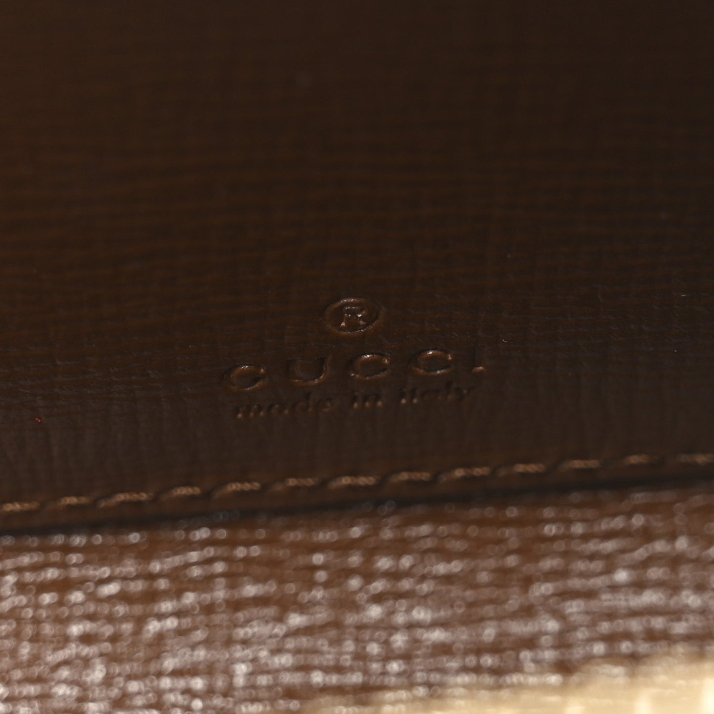 GG Supreme Monogram Azalea Calfskin Horsebit 1955 Zip Around ID Card Case Wallet Beige Ebony Brown Sugar