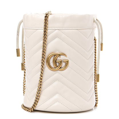 Gucci Calfskin Matelasse Mini GG Marmont 2.0 Bucket Bag White 1 of 11