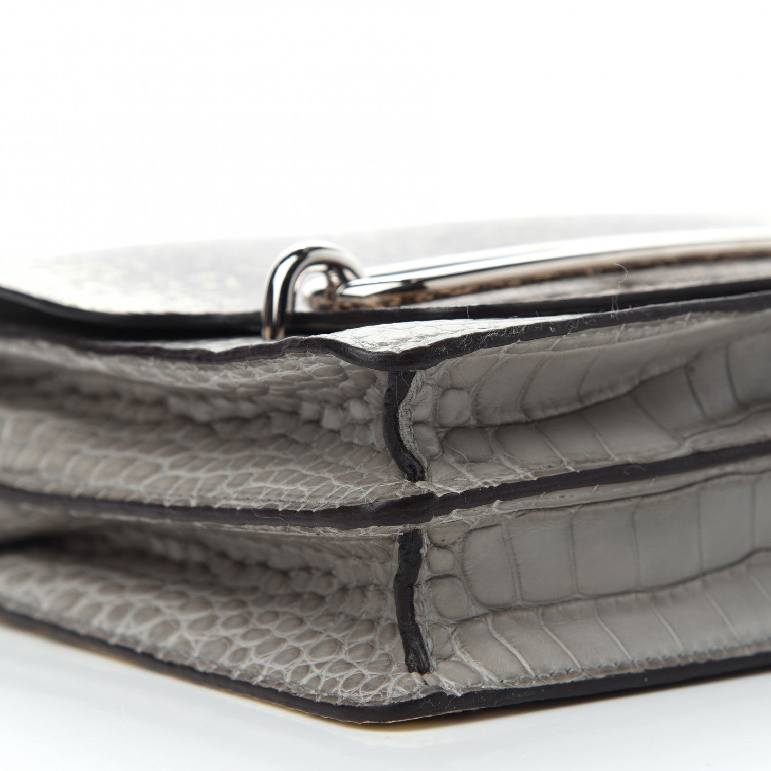 Hermes Matte Alligator Lizard Mini Sac Roulis Ombre Gris Perle 9 of 16