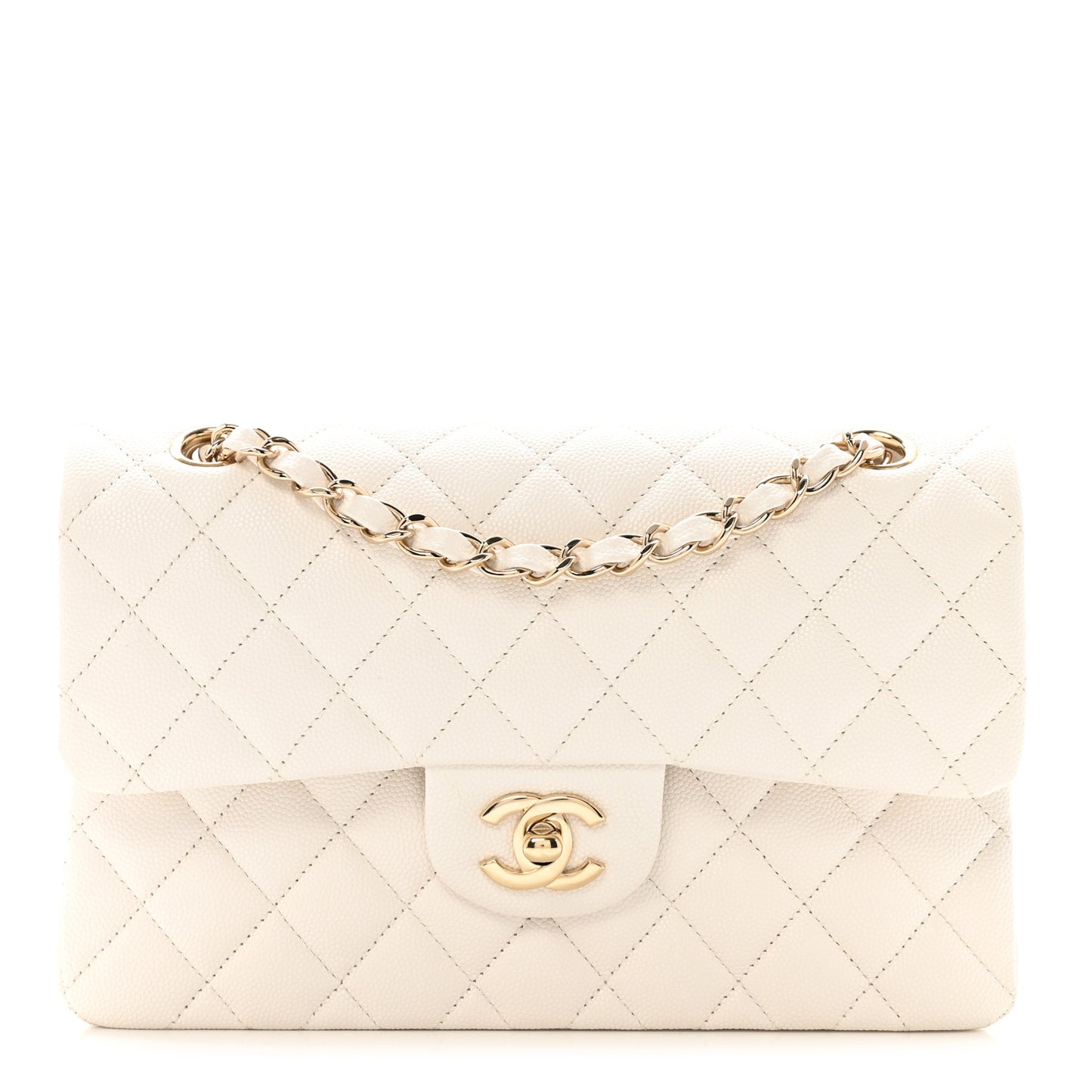 Caviar Quilted Small Double Flap White