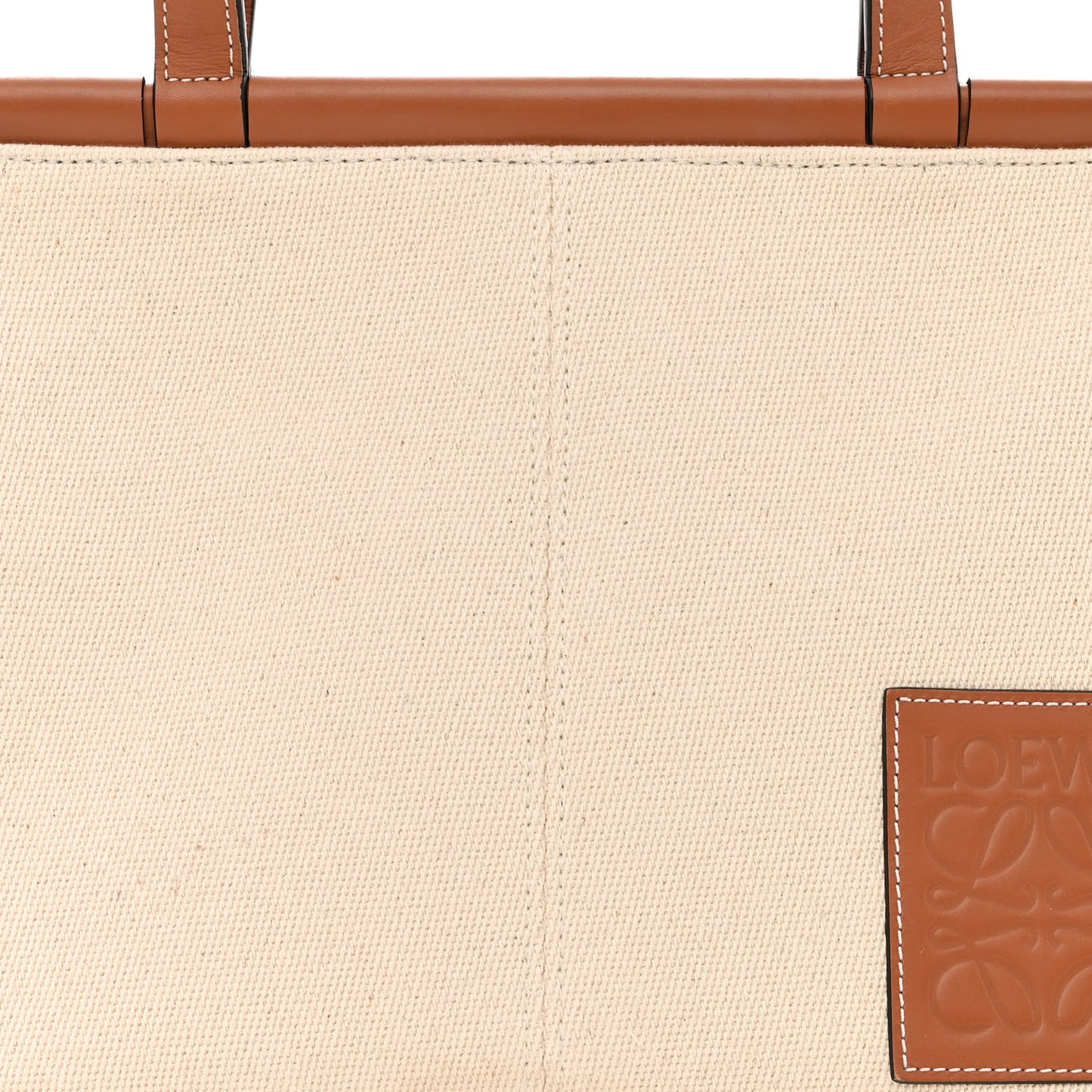 Canvas Calfskin Small Cushion Tote Beige