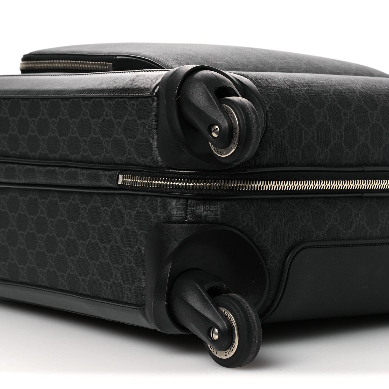 Gucci GG Supreme Monogram Four Wheel Suitcase Black Grey 8 of 12