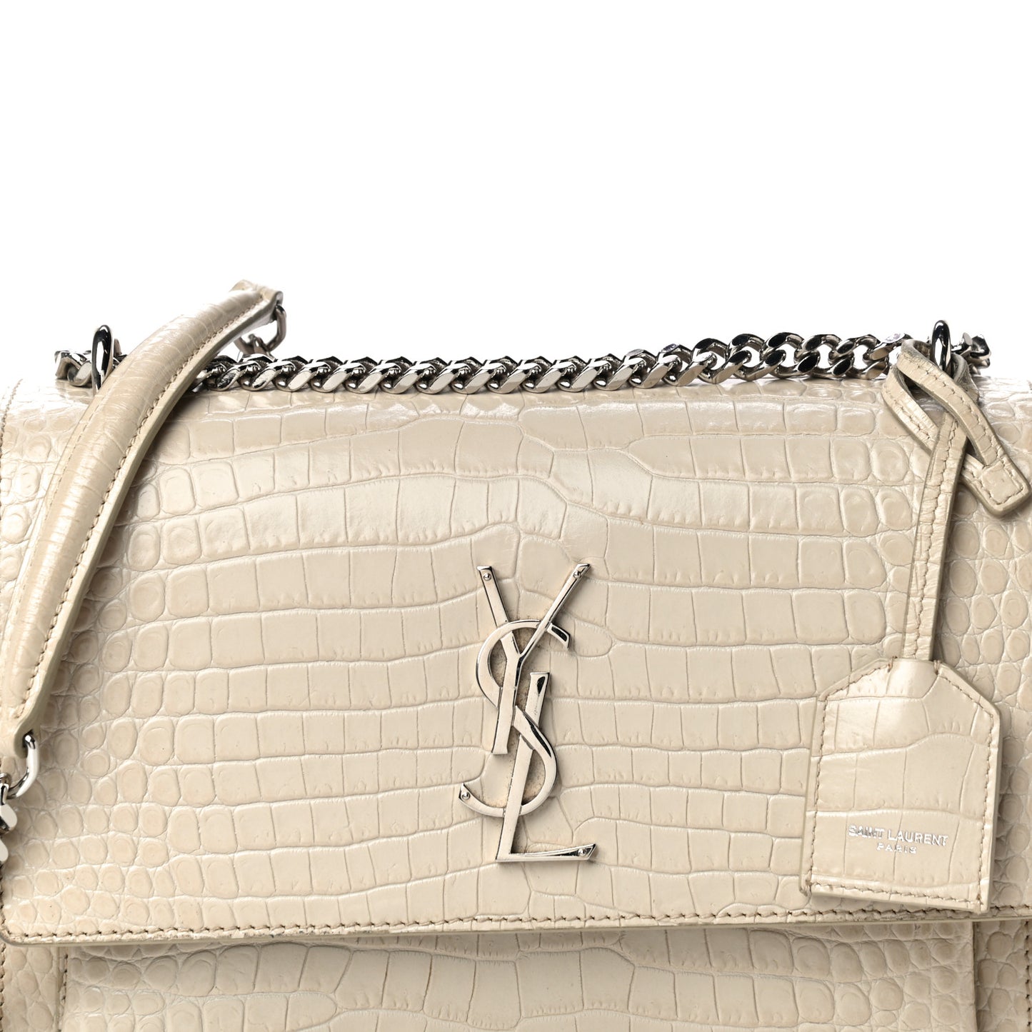 Calfskin Crocodile Embossed Medium Monogram Sunset Blanc Vintage