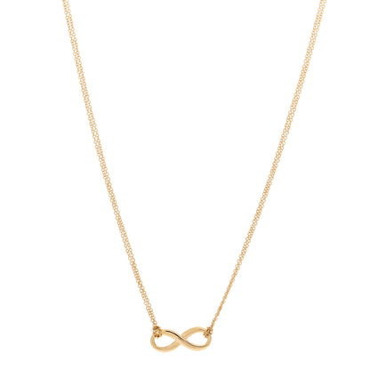 Tiffany 18K Yellow Gold Infinity Double Chain Pendant Necklace 1 of 6