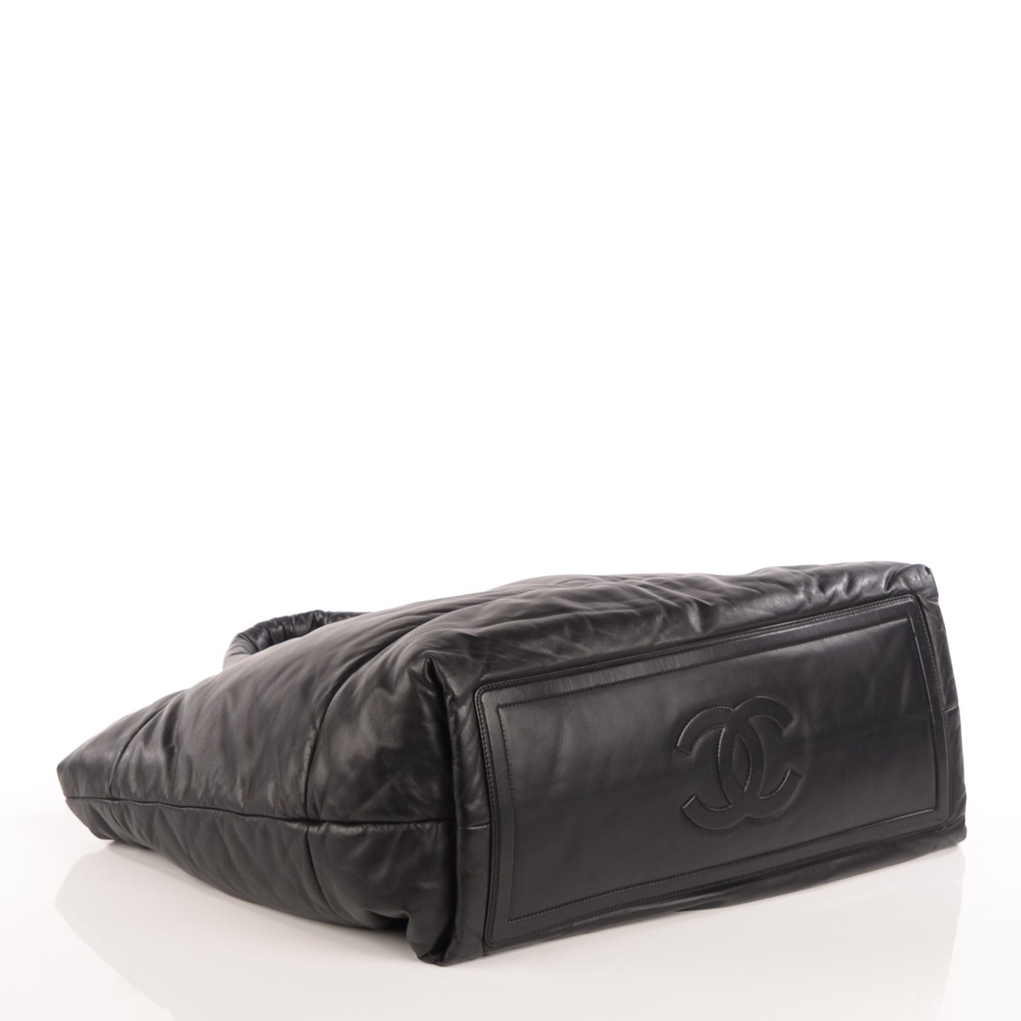 Lambskin Quilted Extra Large Coco Cocoon Reversible Tote Black