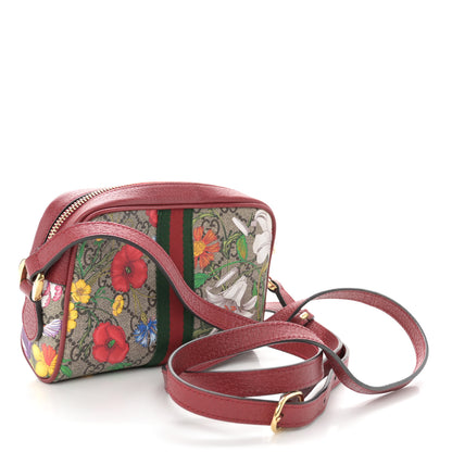 Gucci GG Supreme Monogram Flora Web Mini Ophidia Shoulder Bag Red 3 of 11